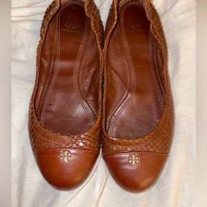 Tory Burch Reva Brown Snakeskin Ballet Flats, Size 7.5 M